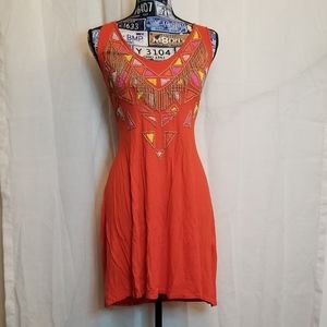 🧡Orange tribal🧿🏹 beaded boho shirt tank top